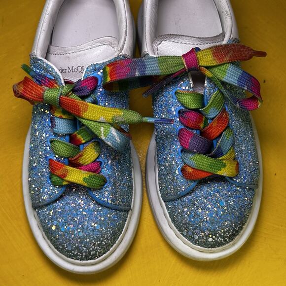 Alexander McQueen Kids Sneaker Blue Glitter Shoe 27 D - Picture 14 of 16